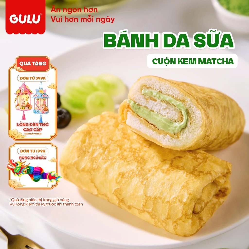[MỚI] Bánh Cuộn Matcha Thơm Hương Sữa Và Trà Xanh Đủ Dinh Dưỡng Ăn Sáng GULUFOODS Hộp 5 Chiếc Tiện Lợi Dễ Mang Theo