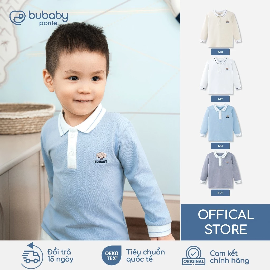 Áo Polo dài tay Bubu BU Baby Ponie, áo thu đông, áo dài tay trẻ em, áo bé trai bé gái | PPN310300