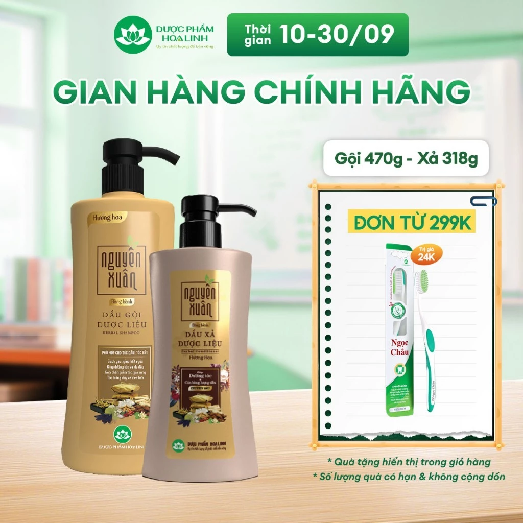 Bộ Dầu gội 470g và Dầu xả 350g Nguyên Xuân bồng bềnh - Dành cho tóc dầu bết