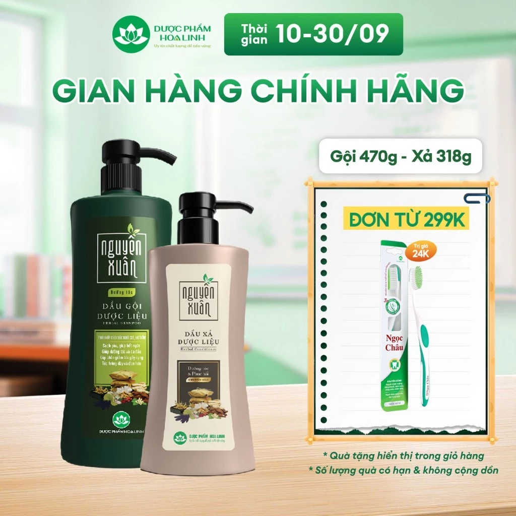 Bộ Dầu gội 470g và Dầu xả 318g Nguyên Xuân xanh dưỡng tóc - Dành cho tóc khô xơ, hư tổn