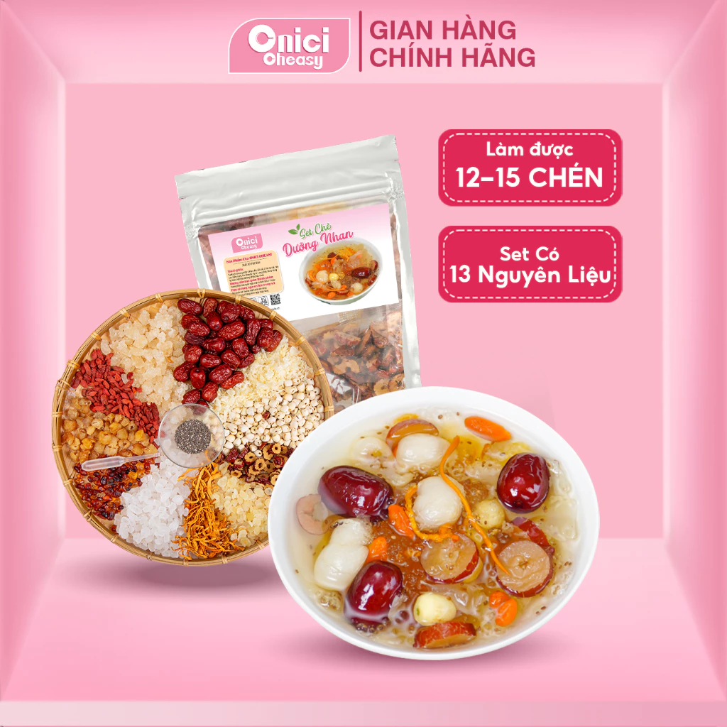 Set chè dưỡng nhan tuyết yến 265gram ONICI set nguyên liệu 12 15 chén