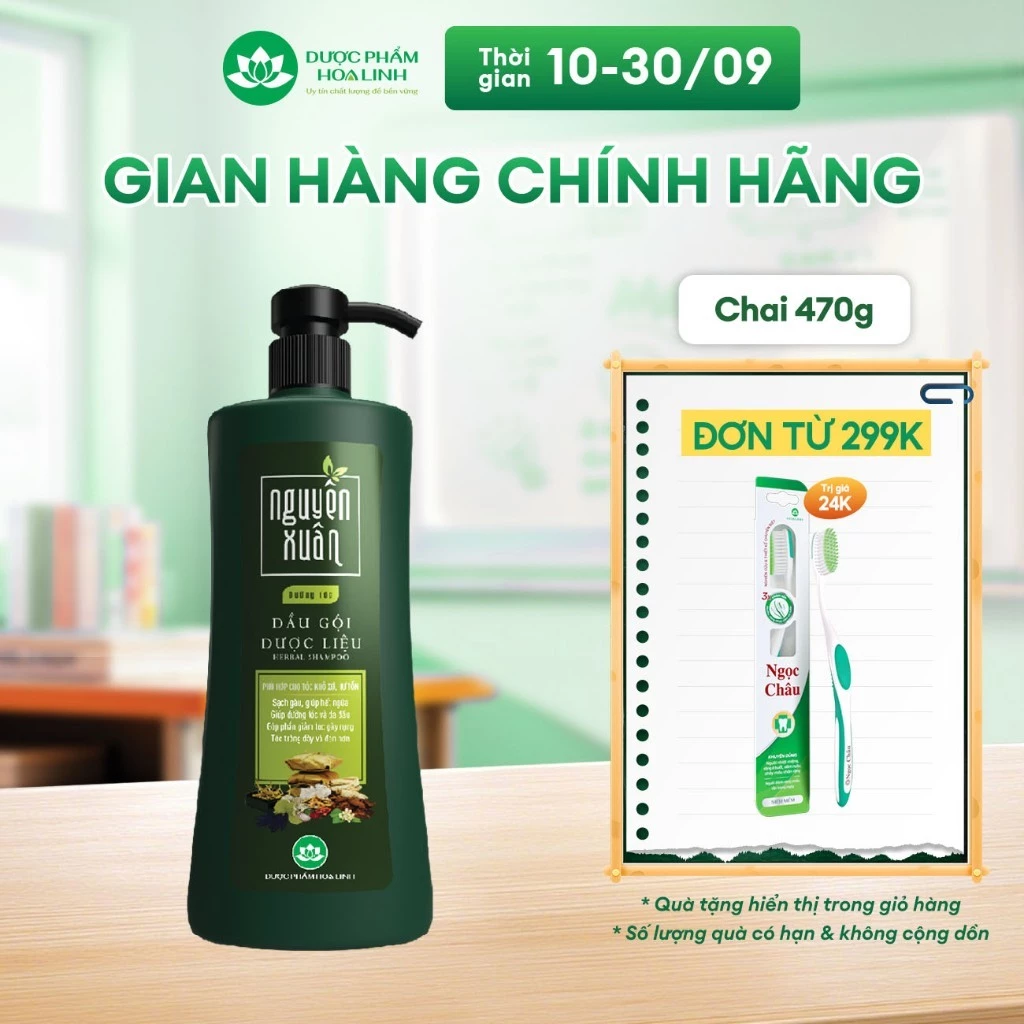 Dầu gội dược liệu Nguyên Xuân Xanh dưỡng tóc 470g KM 50g - giá không đổi