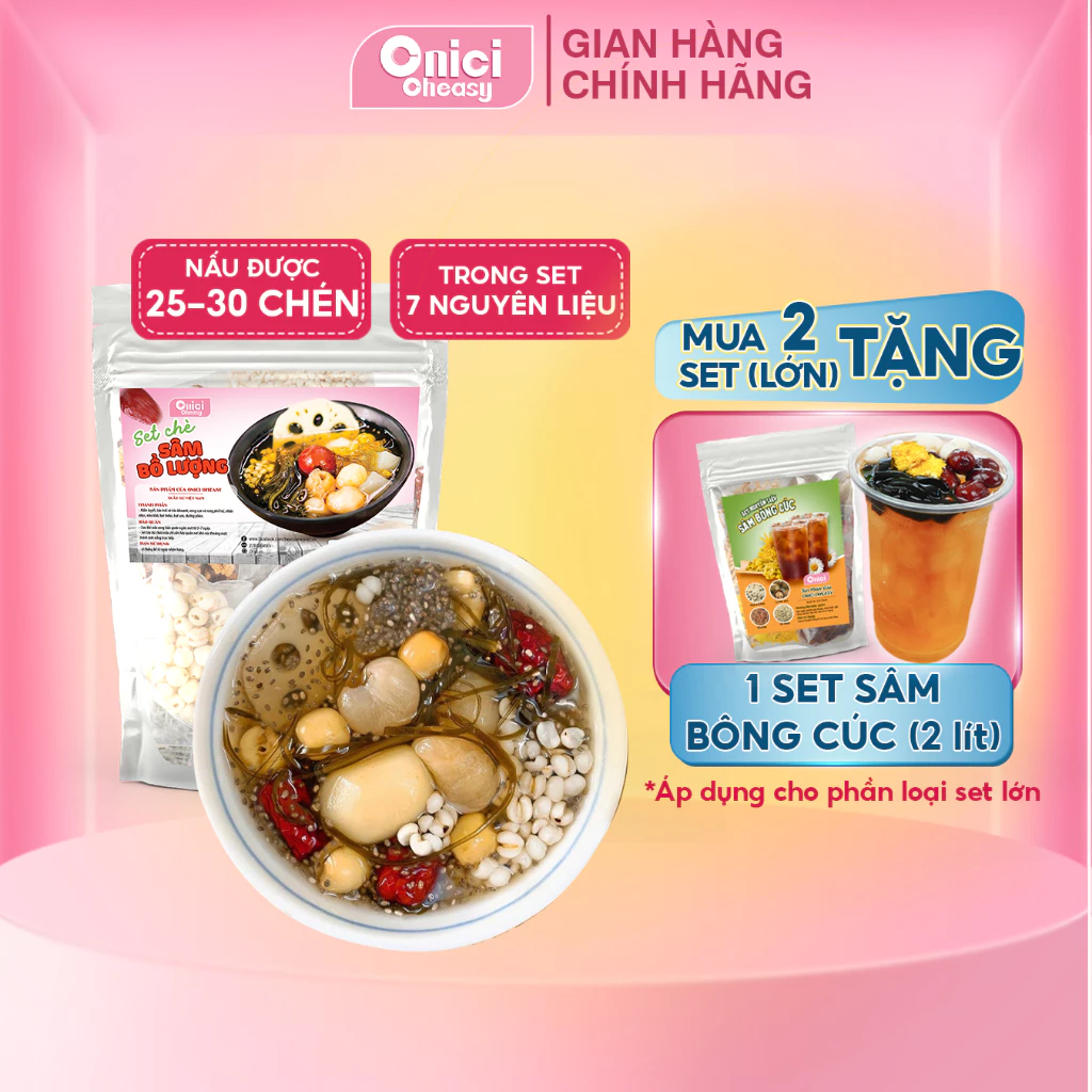 Set nguyên liệu chè SÂM BỔ LƯỢNG thanh mát Bếp Của Mẹ Onici set lớn nấu 30 chén