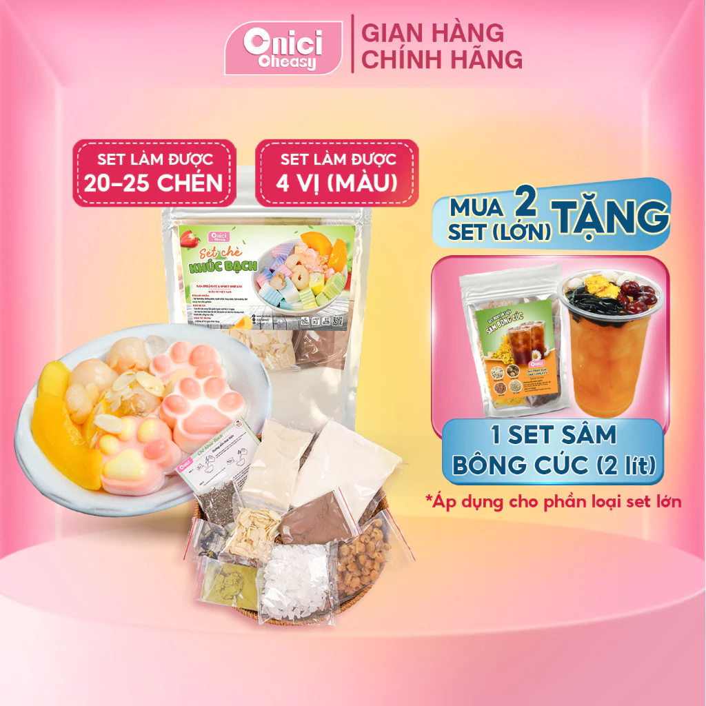 Set chè khúc bạch thanh mát giải nhiệt ONICI nguyên liệu nấu 20-25 chén chè