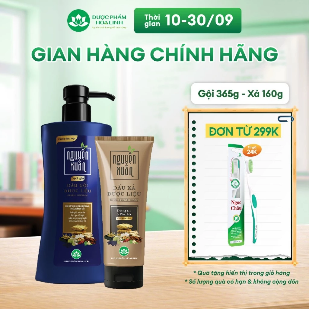 Bộ Dầu gội 365g và Dầu xả 160g Nguyên Xuân sạch gàu - Dành cho tóc gàu, ngứa