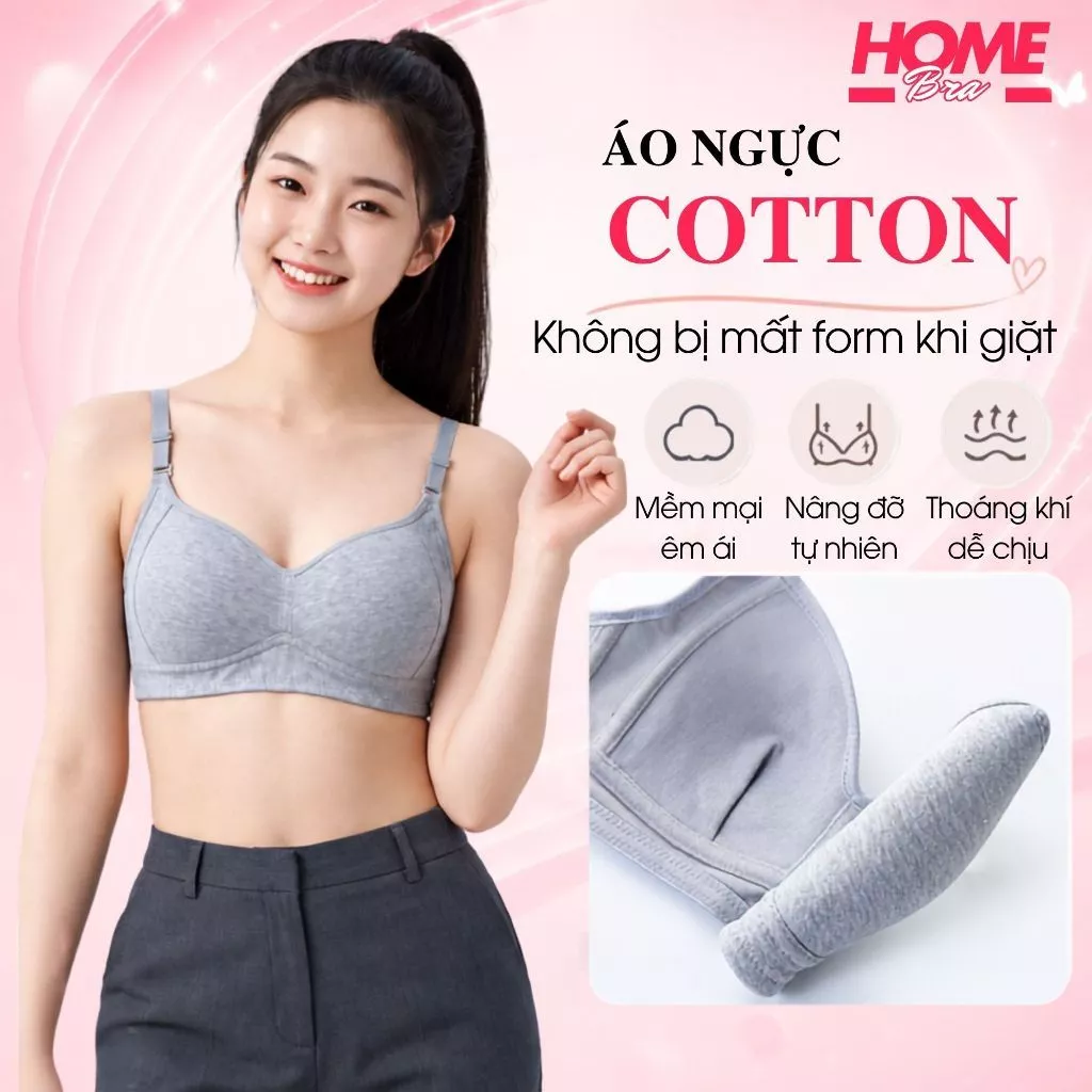 Áo ngực nữ không gọng đệm mút mỏng ôm ngực thoáng mát, Áo lót nữ học sinh chất cotton mềm mại A838