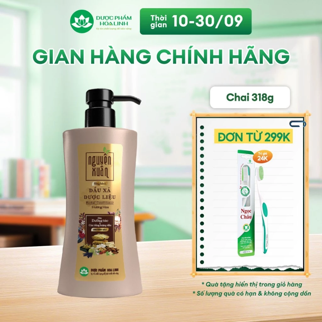 Dầu xả dược liệu Nguyên Xuân bồng bềnh 318g KM 32g dành cho tóc dầu bết