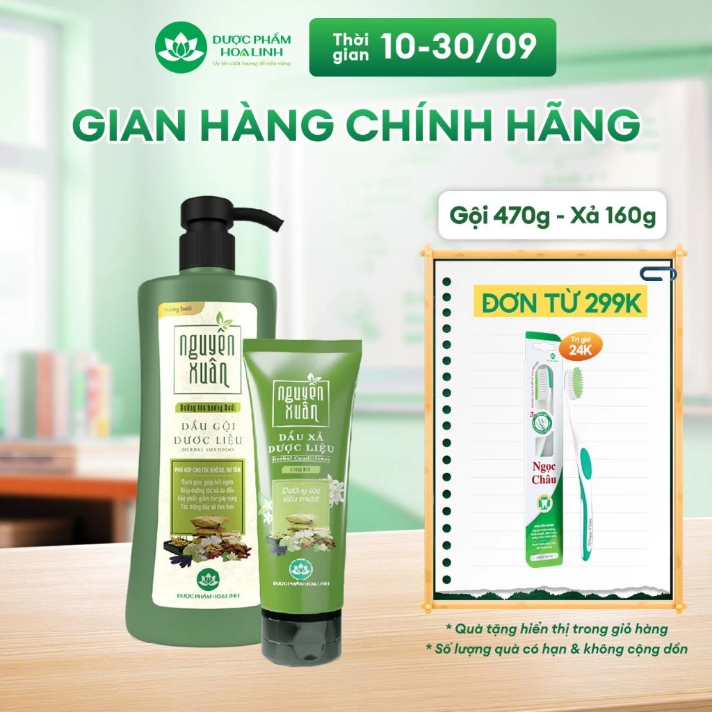 Bộ Dầu gội 470g và Dầu xả 160g Nguyên Xuân dưỡng tóc hương bưởi - Dành cho tóc khô xơ, hư tổn