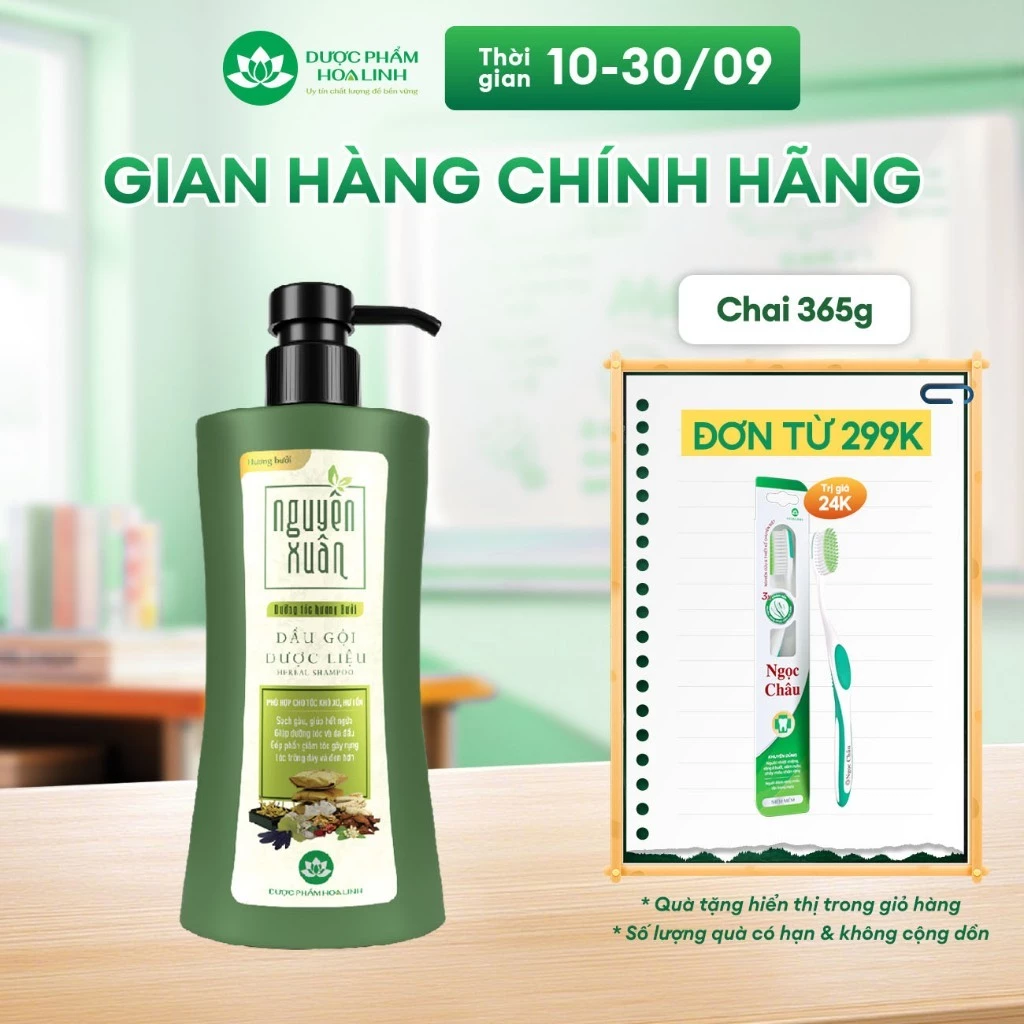 Dầu gội dược liệu Nguyên Xuân Dưỡng tóc Hương bưởi 365g -Tặng thêm 35g giá không đổi