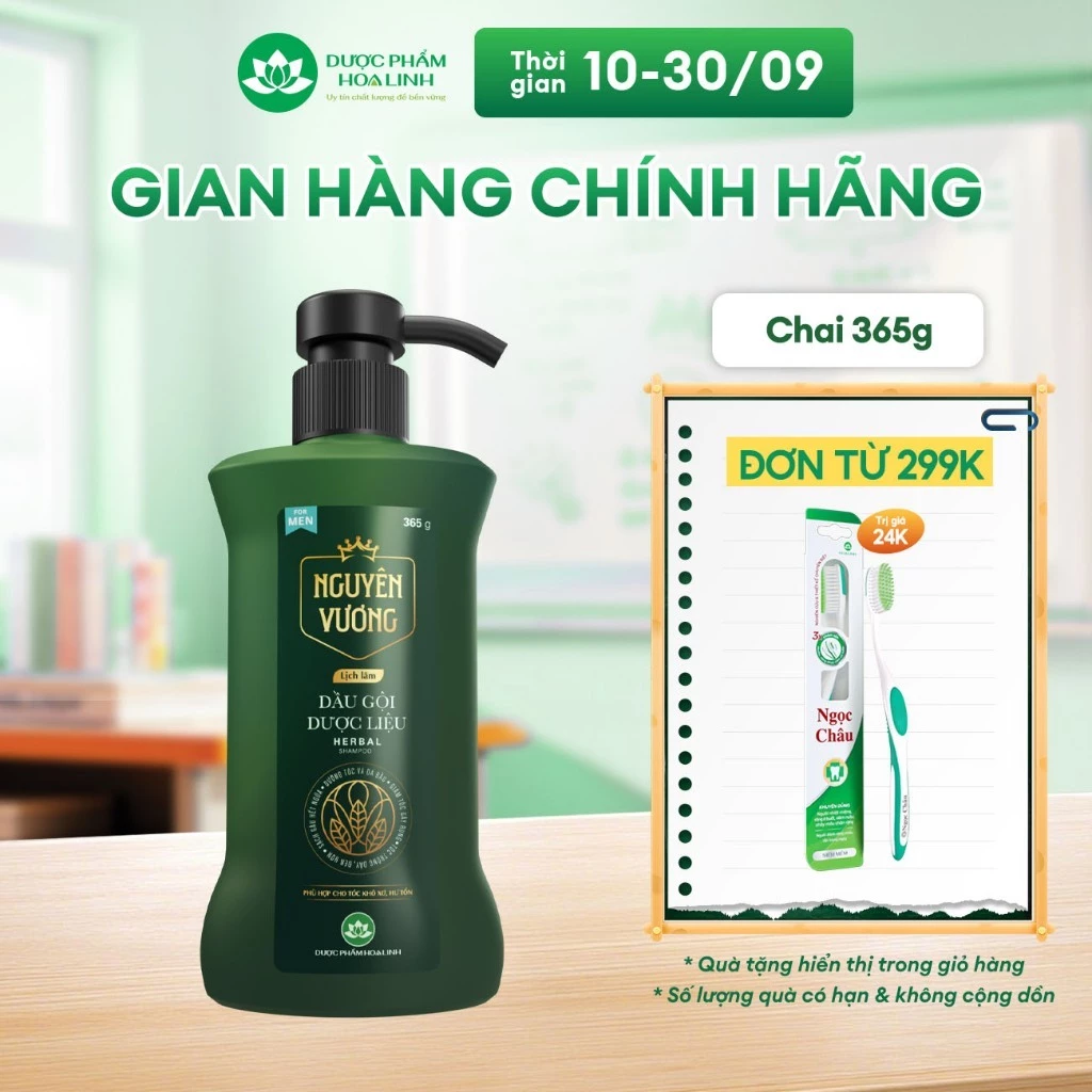 Dầu gội dược liệu Nguyên Vương lịch lãm dành cho nam chai 365g KM 35g - Dành cho tóc nam giới khô xơ, hư tổn