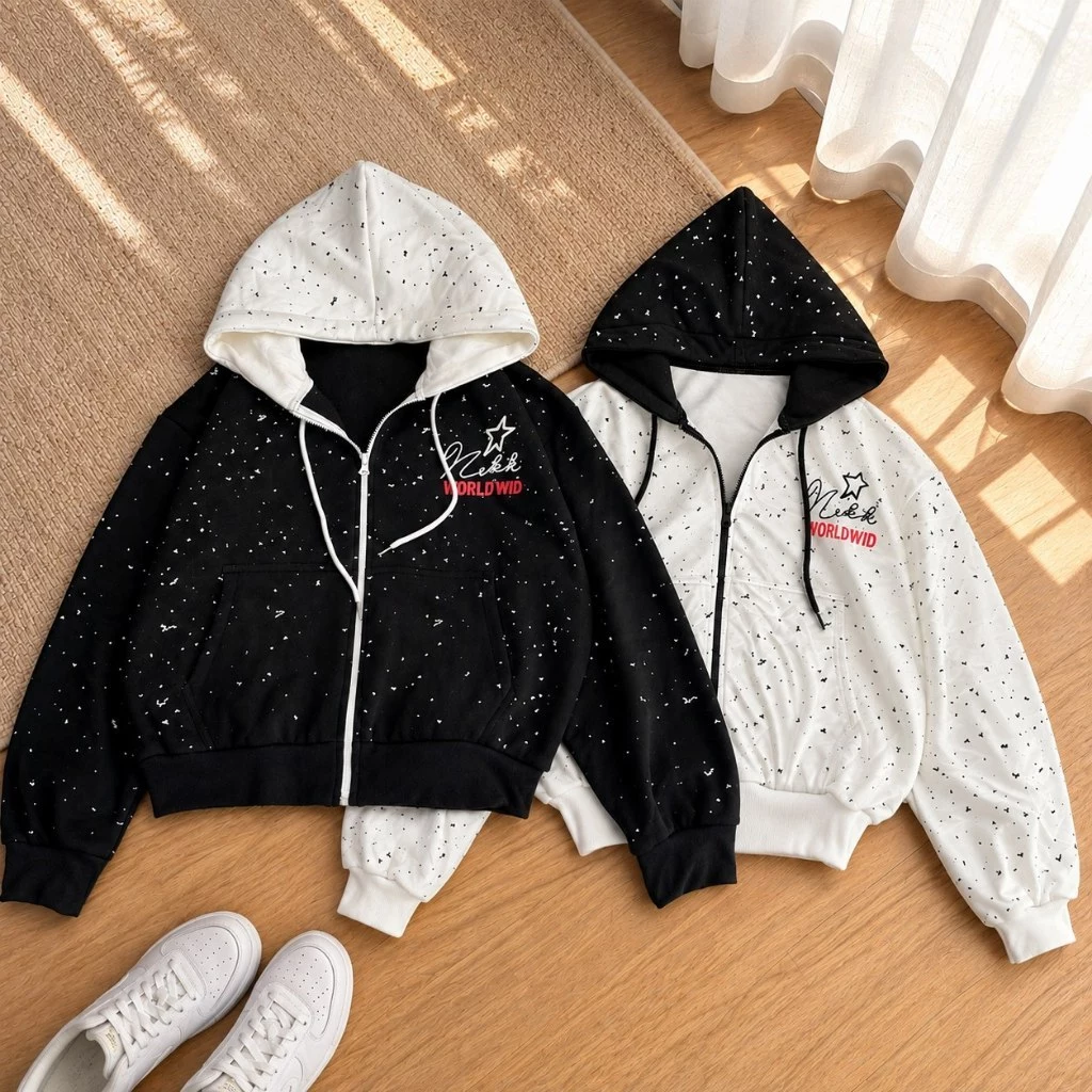 Áo Khoác Hoodie Zip Nam Nữ TOMANO Vải Nỉ Dày Tay Phồng Nón Rộng Form Unisex Chống Nắng - KNT73