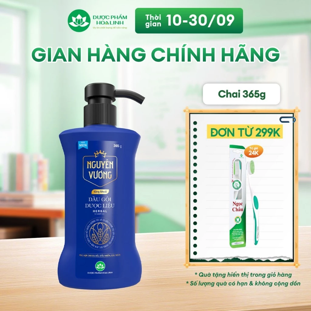 Dầu gội dược liệu Nguyên Vương Sảng khoái dành cho nam 365g tặng 35g - hương sảng khoái