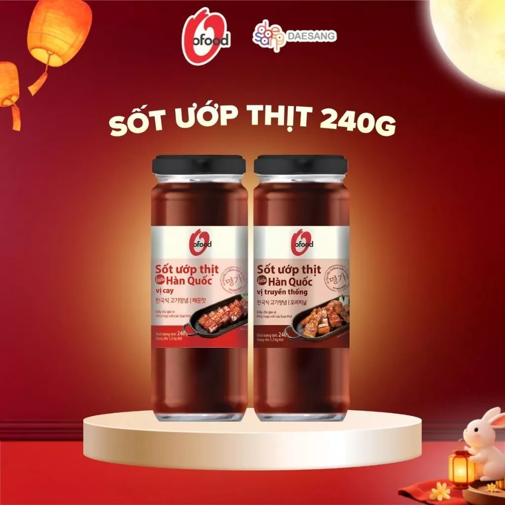 Sốt ướp thịt Hàn Quốc O'Food chai 240g, ướp thịt chiên, nướng, BBQ, thịt xào dùng cho 1,2kg thịt
