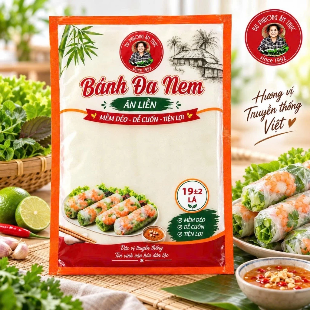 Combo 5 Túi Bánh Đa Nem Ăn Liền - Thương Hiệu Bu Phương Ẩm Thực (Cuốn Nem, Gỏi, Bánh Xèo, Hải Sản)