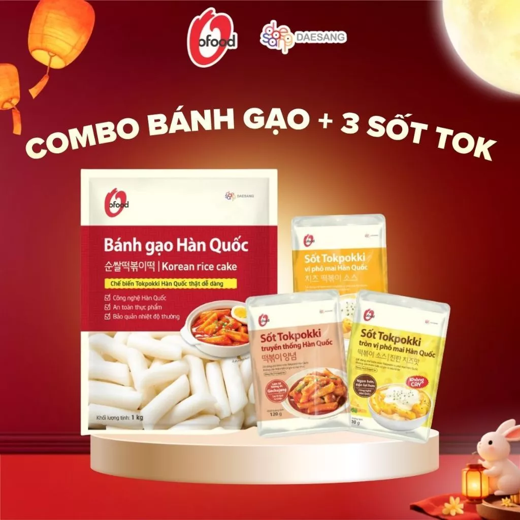 [O'FOOD] COMBO BÁNH GẠO 1KG VÀ 3 GÓI SỐT TOKPOKKI 120G