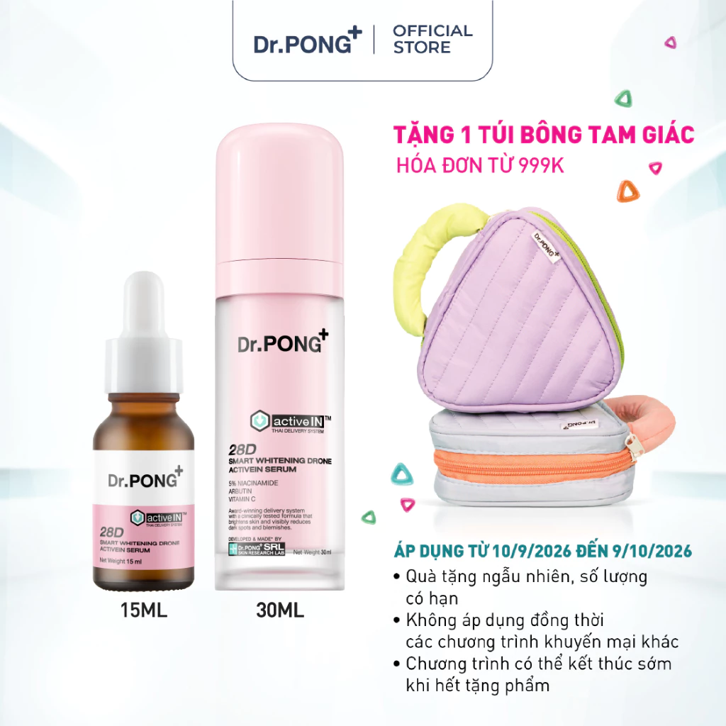Serum hỗ trợ dưỡng trắng da, giảm thâm mụn Dr.PONG 28D Smart Whitening Drone  Activein Serum