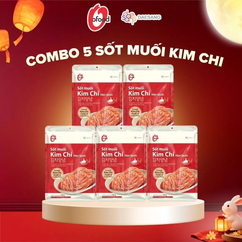 [O'FOOD VN] COMBO 5 GÓI SỐT MUỐI KIM CHI O'FOOD 180G – SỐT KIM CHI HÀN QUỐC ĐẬM ĐÀ, TIỆN LỢI
