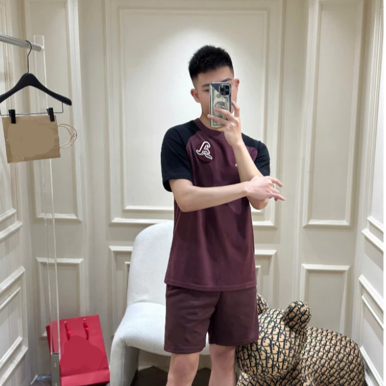 Bộ Hè Tay CỘc Chính hãng Nam Màu Mận Siêu nét Hàng Cao cấp ,Set Bộ Nam chất vải mềm mịn Logo Thêu Loại 1