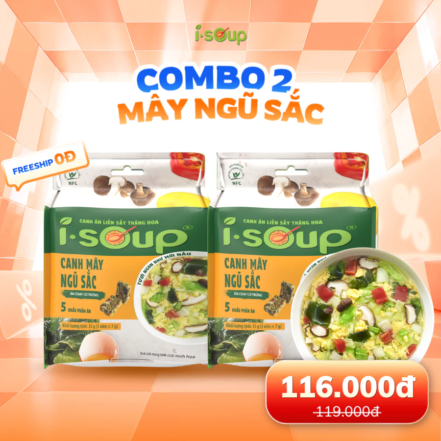 Combo 2 Túi Canh Ăn Liền Sấy Thăng Hoa ISoup - Canh Mây Ngũ Sắc