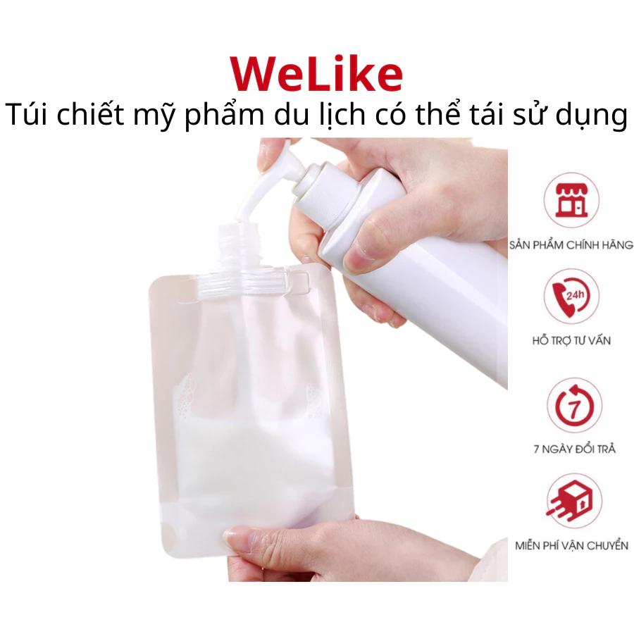 Túi chiết mỹ phẩm du lịch Welike chiết sữa tắm dầu gội 100ml 50ml 30ml tiện lợi trong suốt có nắp nhựa sử dụng nhiều lần