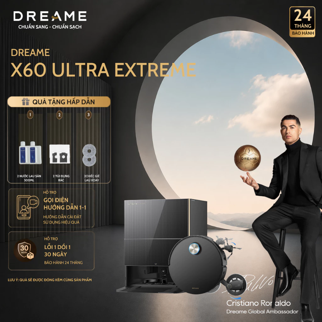Robot Hút Bụi Lau Nhà Dreame X60 Ultra Extreme Lực Hút 42000 Pa Cánh Tay Kép Ultraextend, Bảo Hành 24 Tháng