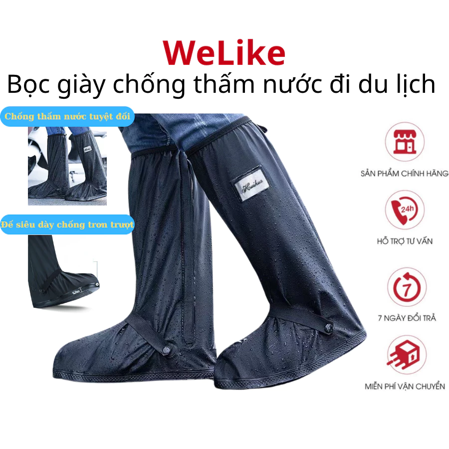Bọc giày đi mưa Welike - Bảo vệ Giày ủng đi mưa đi du lịch leo núi nam nữ chống nước cổ cao đế cao su chống trơn trượt