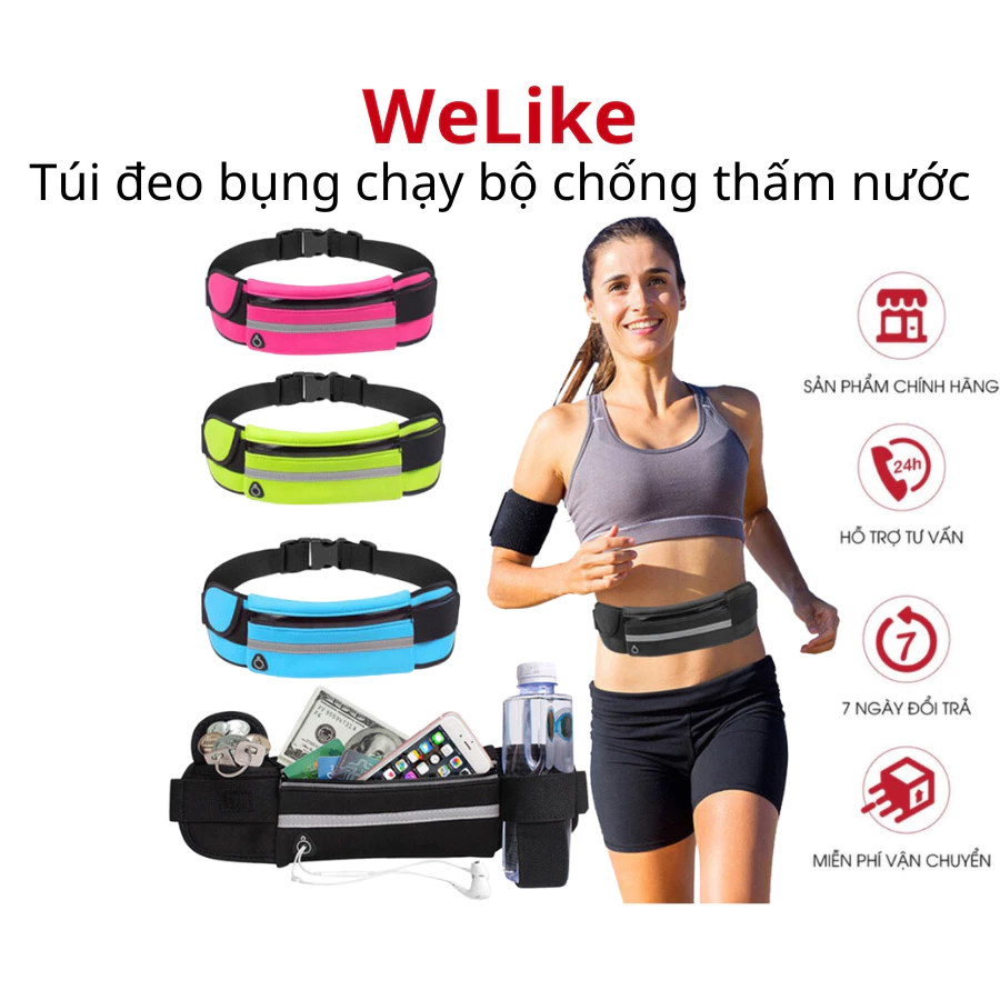 Túi đeo bụng chạy bộ Welike đeo hông nam nữ thể thao đựng điện thoại phụ kiện chống thấm nước gọn nhẹ tiện dụng
