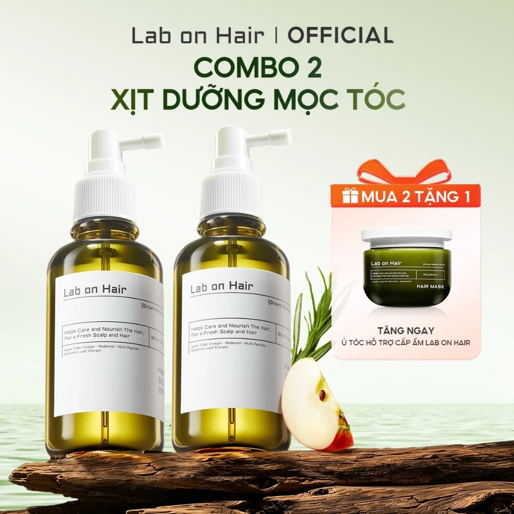 Combo 2 chai xịt dưỡng tóc hỗ trợ cải thiện tình trạng gãy rụng Lab on Hair 160ml x 2 tặng 1 ủ tóc. Chăm Sóc Tóc