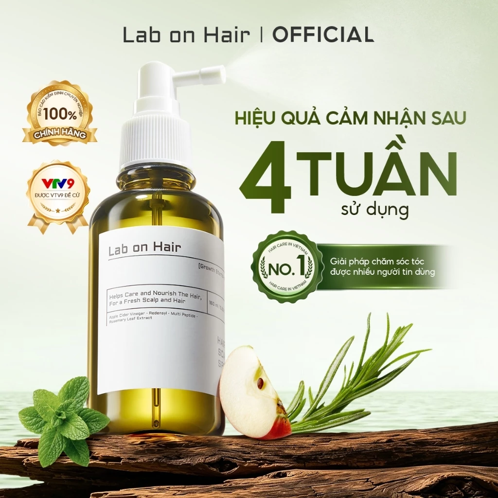 Xịt dưỡng tóc Lab on Hair 160ml Xịt mọc tóc với giấm táo Redensyl hỗ trợ dưỡng ẩm và cải thiện tình trạng tóc hư tổn