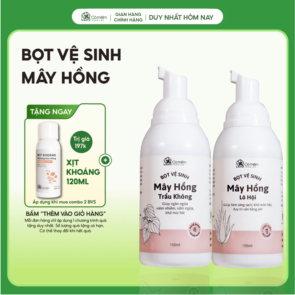 Bọt vệ sinh phụ nữ Mây Hồng Chiết Xuất Thiên Nhiên Cỏ Mềm 150ml