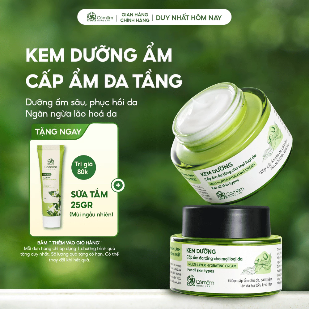 Kem Dưỡng Ẩm Da Mặt Cấp Ẩm Đa Tầng Cho Mọi Loại Da Ngăn Ngừa Lão Hóa Cỏ Mềm 50gr
