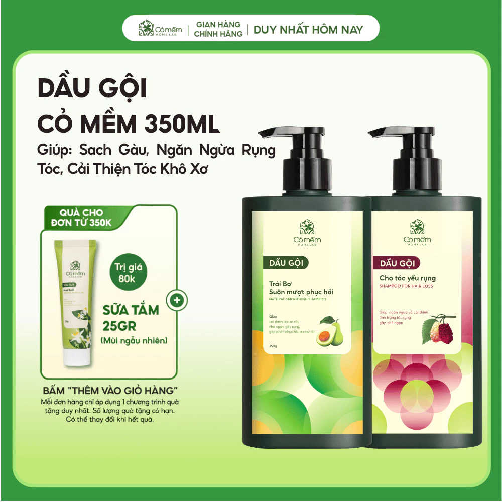 Dầu Gội Sach Gàu, Ngăn Ngừa Rụng Tóc, Cải Thiện Tóc Khô Xơ Gãy Rụng Chẻ Ngọn Cỏ Mềm 350ml