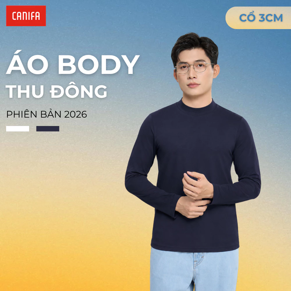 Áo body nam CANIFA cổ lửng dài tay, chất liệu mềm mại giữ ấm tốt 8IT26W002
