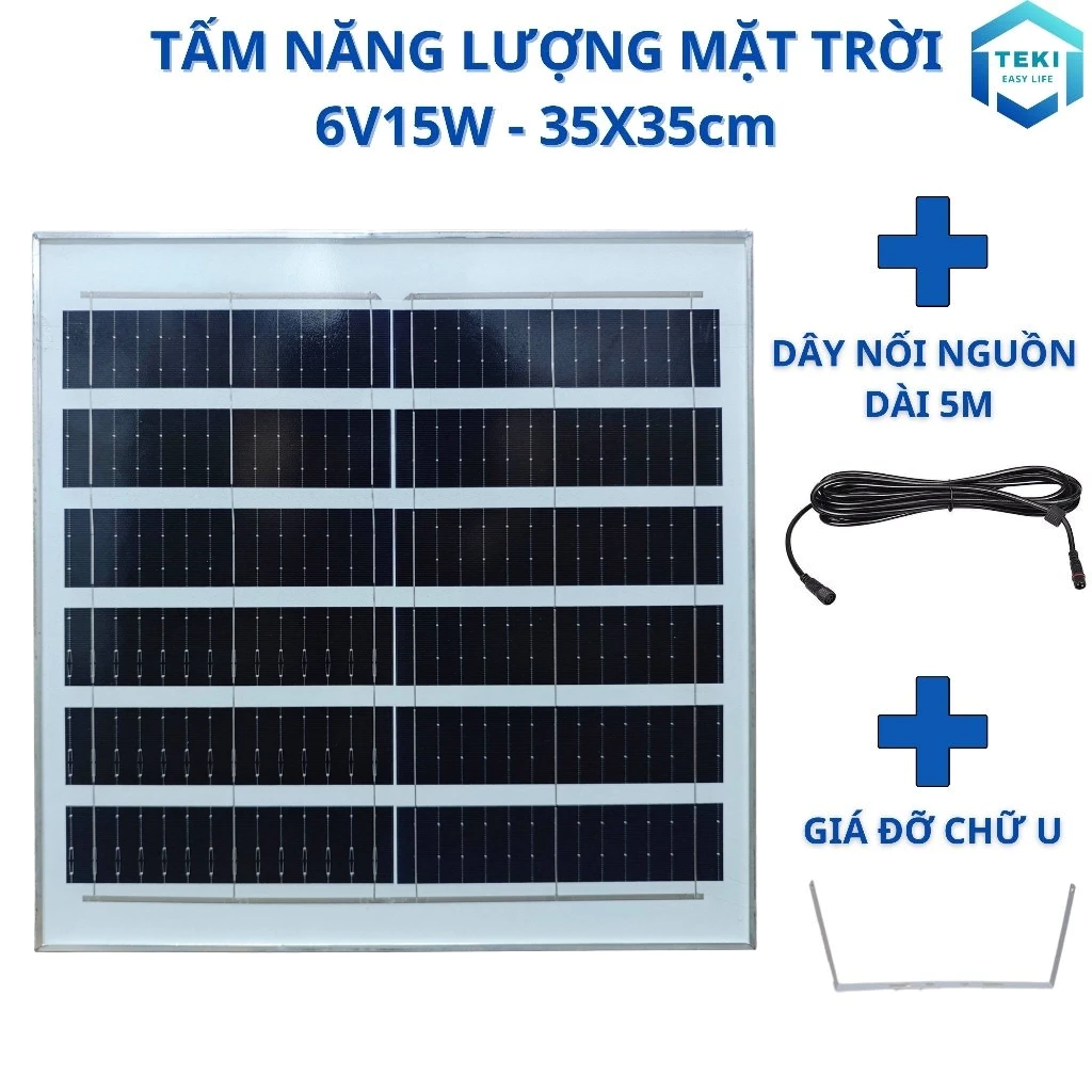 TẤM NĂNG LƯỢNG MẶT TRỜI MONO 6V 15W 35x35cm - TEKI