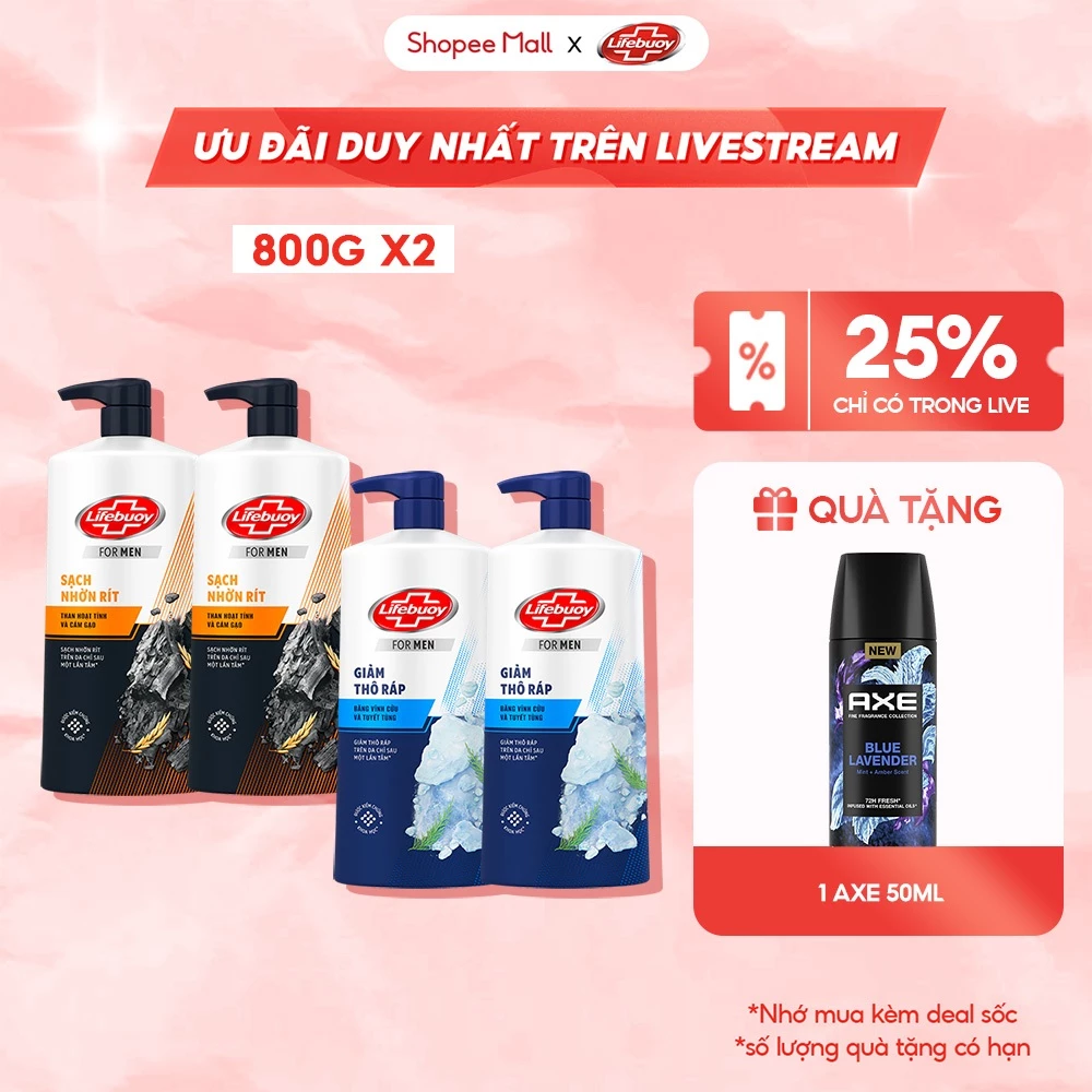 [LIVE] Combo 2 Sữa tắm Lifebuoy Thiên nhiên Detox Và Chăm Sóc Chuyên Sâu 800g