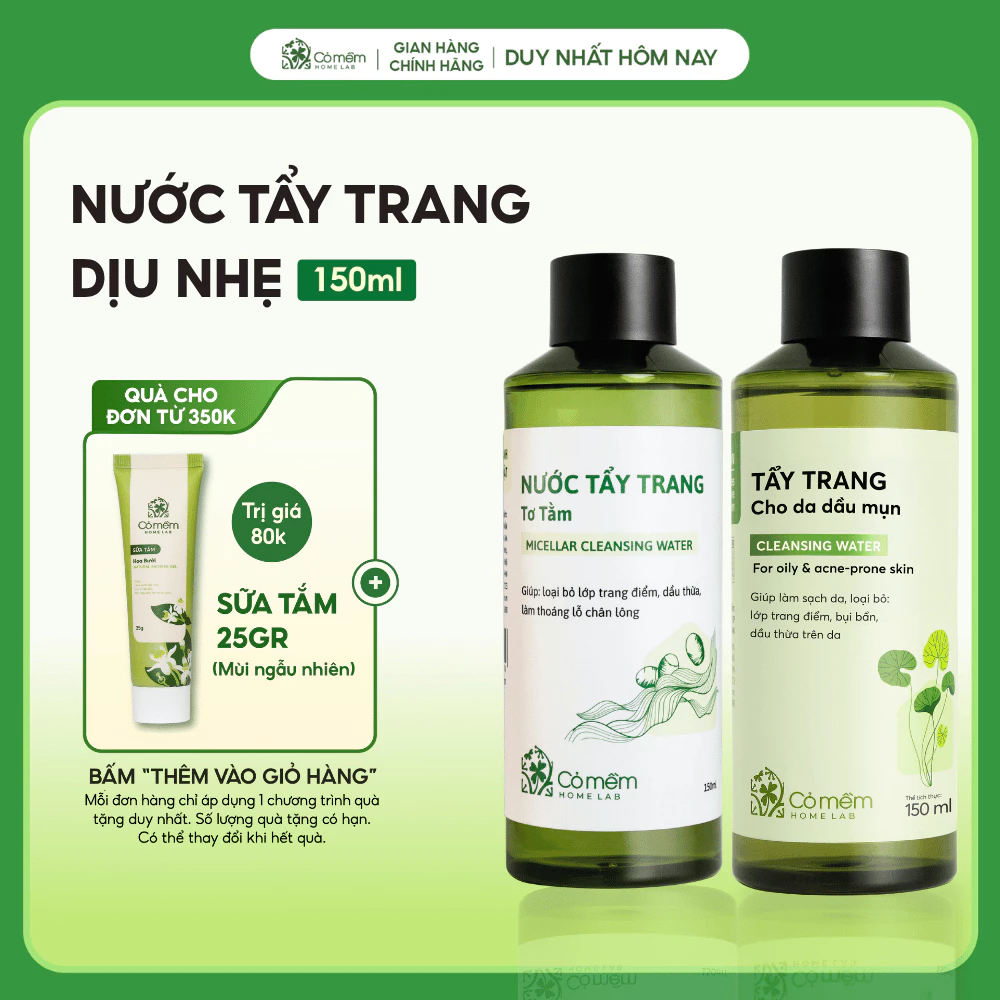 Nước Tẩy Trang Và Làm Sạch Sâu Cho Da Dầu Khô Mụn Nhạy Cảm Cỏ Mềm 150ml