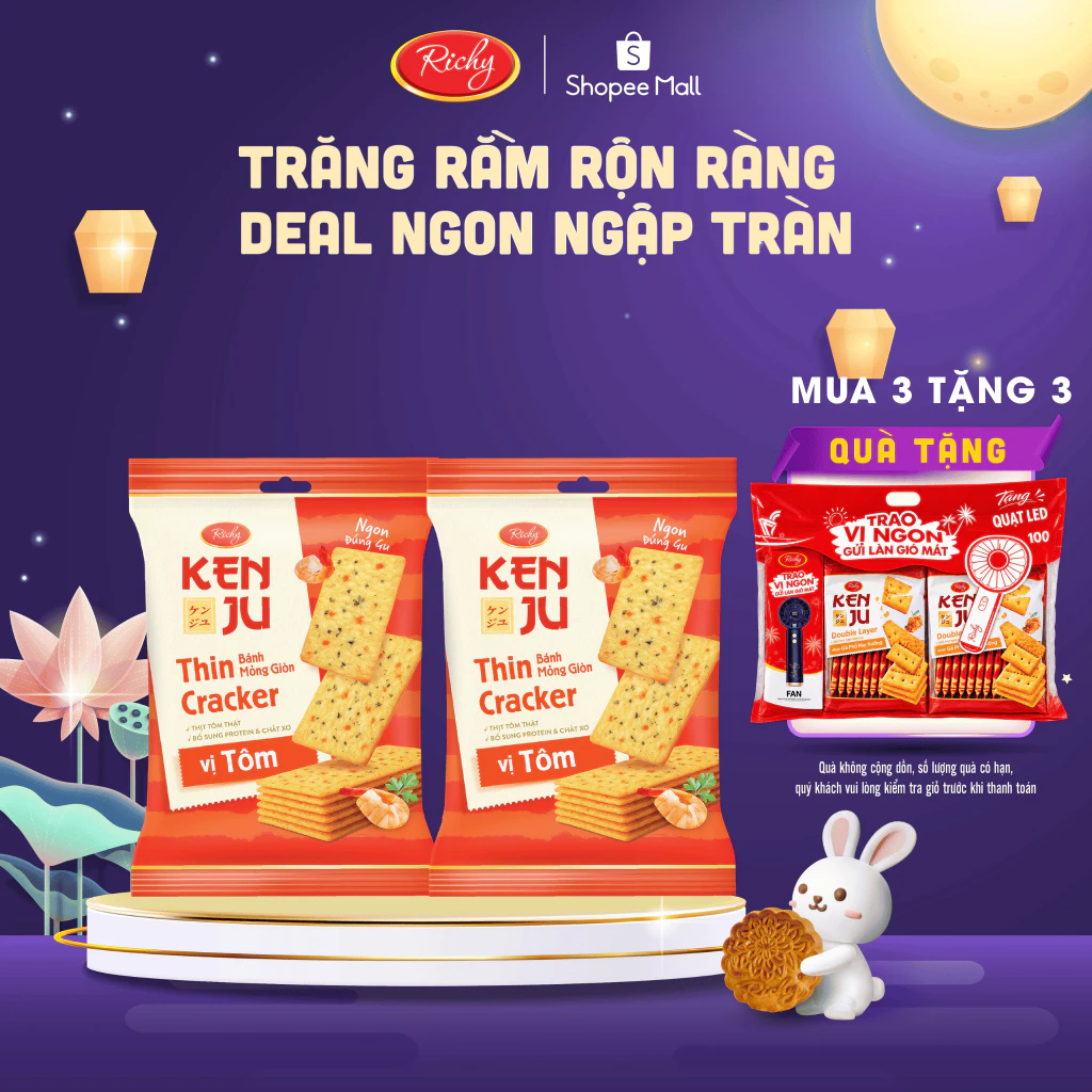 [TẶNG QUÀ ĐƠN TỪ 135K]  Combo 2-4 bịch Bánh quy Kenju rau củ vị Tôm giòn rụm, Bánh snack ăn vặt, Túi 192g,back to schoo