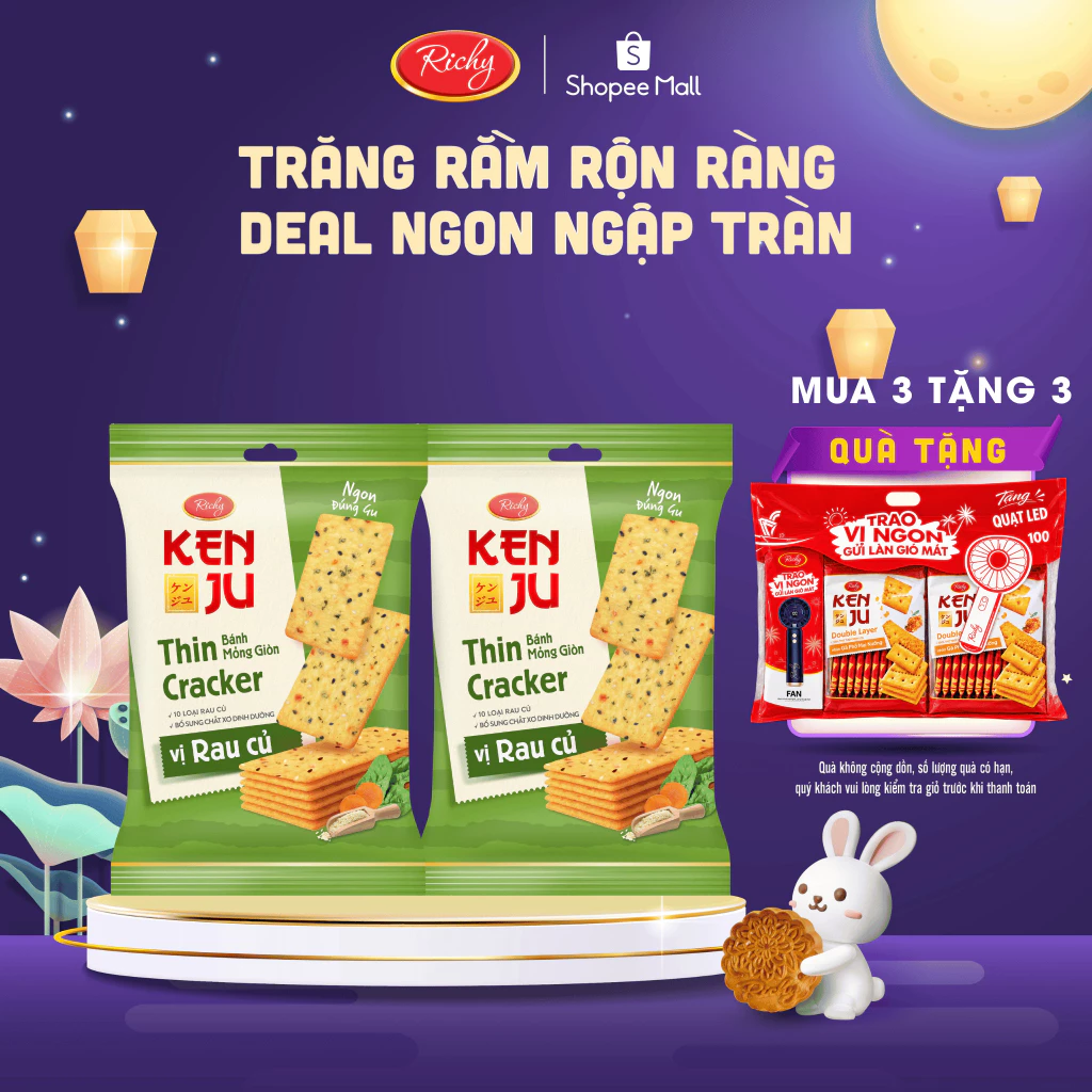 [TẶNG QUÀ ĐƠN TỪ 135K]  Combo 2 -4 túi kenju rau củ 192g Bánh Kẹo Richy