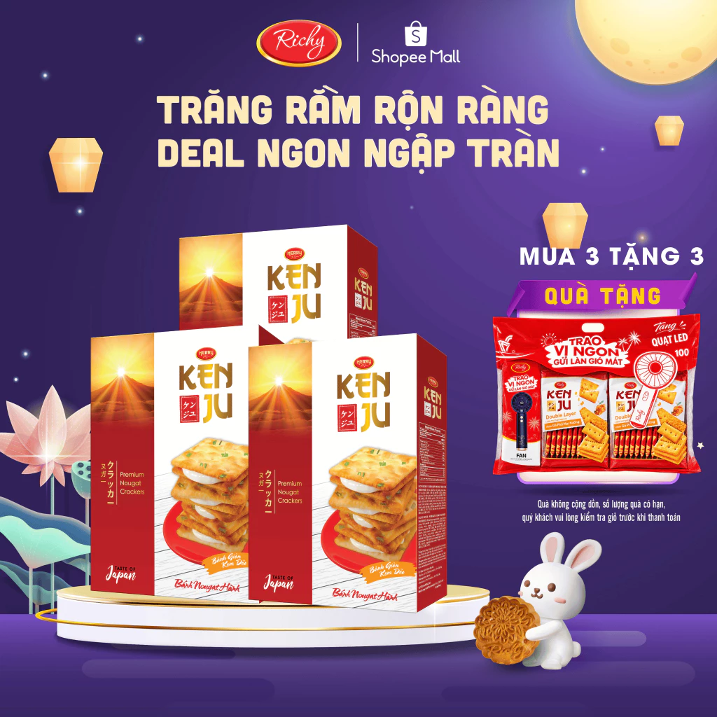 [TẶNG QUÀ ĐƠN TỪ 135K]Combo 2-3 bánh quy hành Kenju Richy túi 186g - 279g,