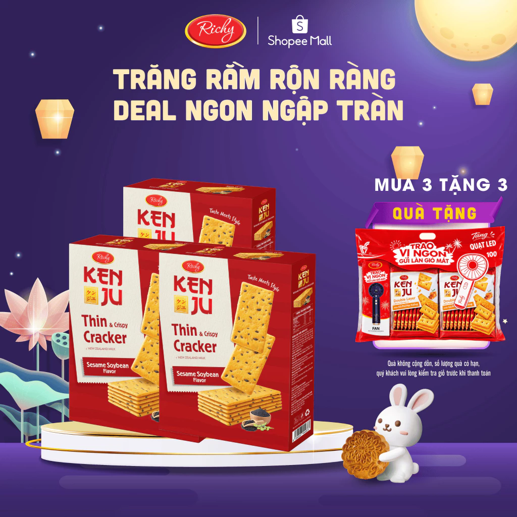 [TẶNG QUÀ ĐƠN TỪ 135K]  BÁNH CRACKER KENJU VỊ ĐẬU NÀNH MÈ (HỘP 288G) back to school