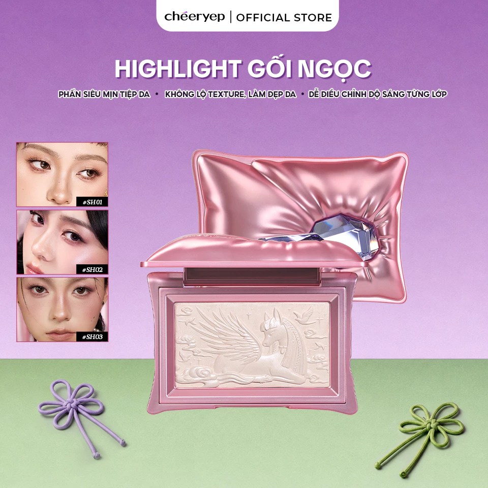 [KOL x CHÉERYEP] Phấn Bắt Sáng Highlight Chạm Khắc Hiệu Ứng Lì Và Nhũ Căng Bóng Sáng Da Pillow Gem
