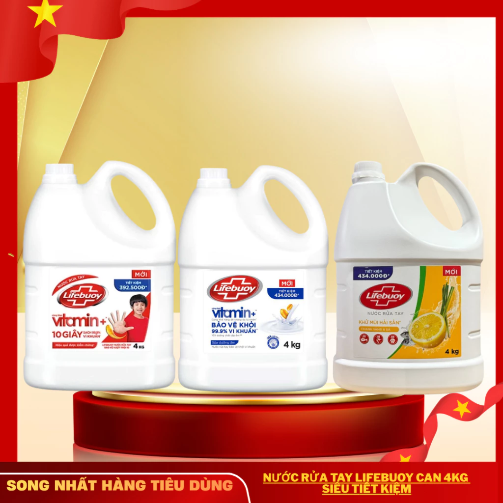 (CÓ HÓA ĐƠN) Nước Rửa Tay Lifebuoy Can 4KG Siêu Tiết Kiệm