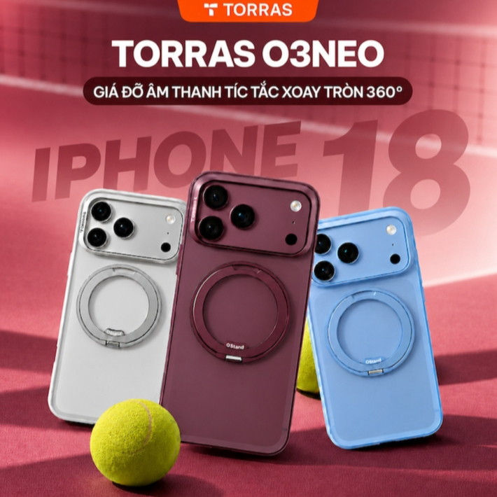 Ốp Lưng Iphone TORRAS O3neo Có Giá Đỡ âm thanh ASMR ,Từ Tính 360° Xoay, Cho lP…