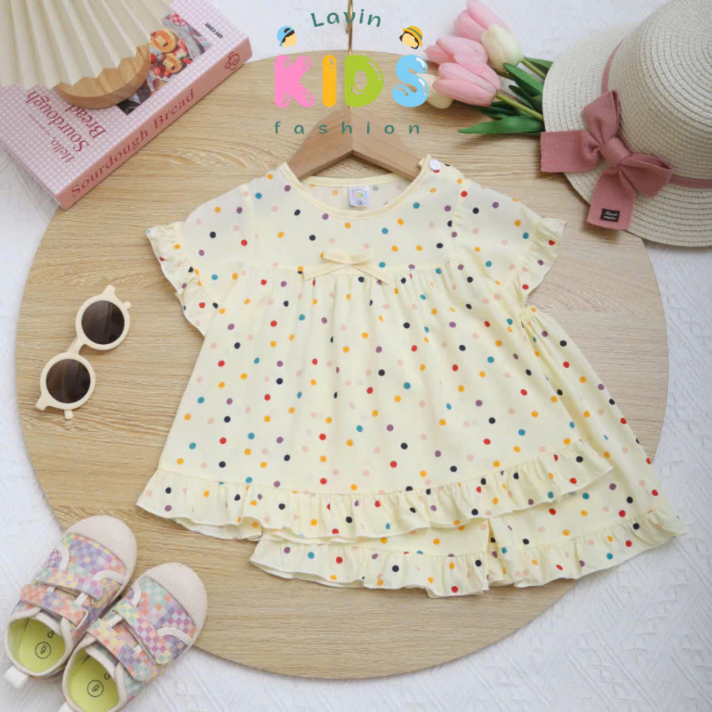 Bộ tole lanh đùi bèo phối viền cho bé gái size 6-18kg- Lavin Kids