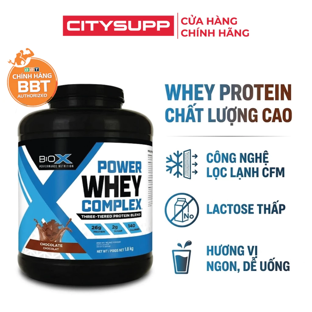 Sữa Bột BioX Power Whey Complex (1.8kg) Bổ Sung Đạm Cao, Calo Thấp | CitySupp