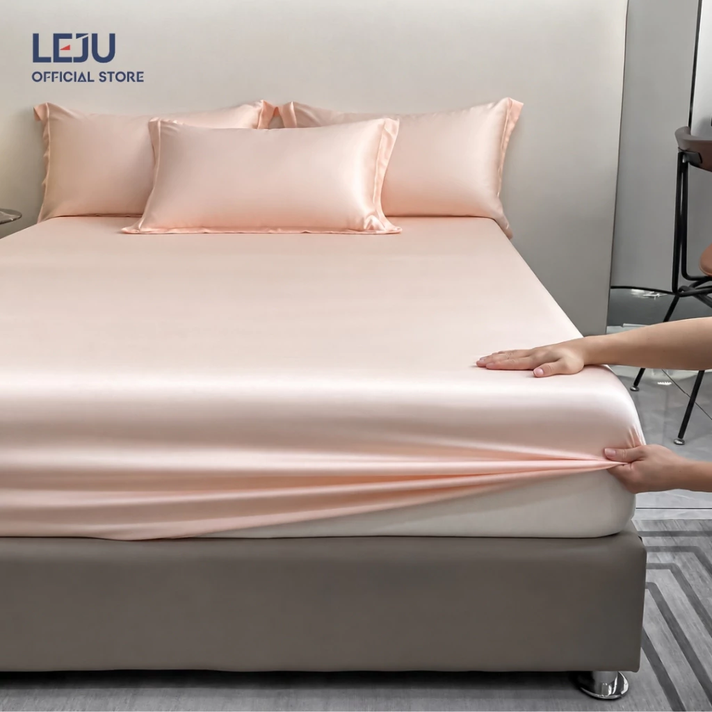 Ga Trải Giường Mùa Hè Lụa Tencel 60S HOME LEJU Cao Cấp Ga Giường Trơn Lẻ Bo Chun Drap Nệm 1M6 1M8