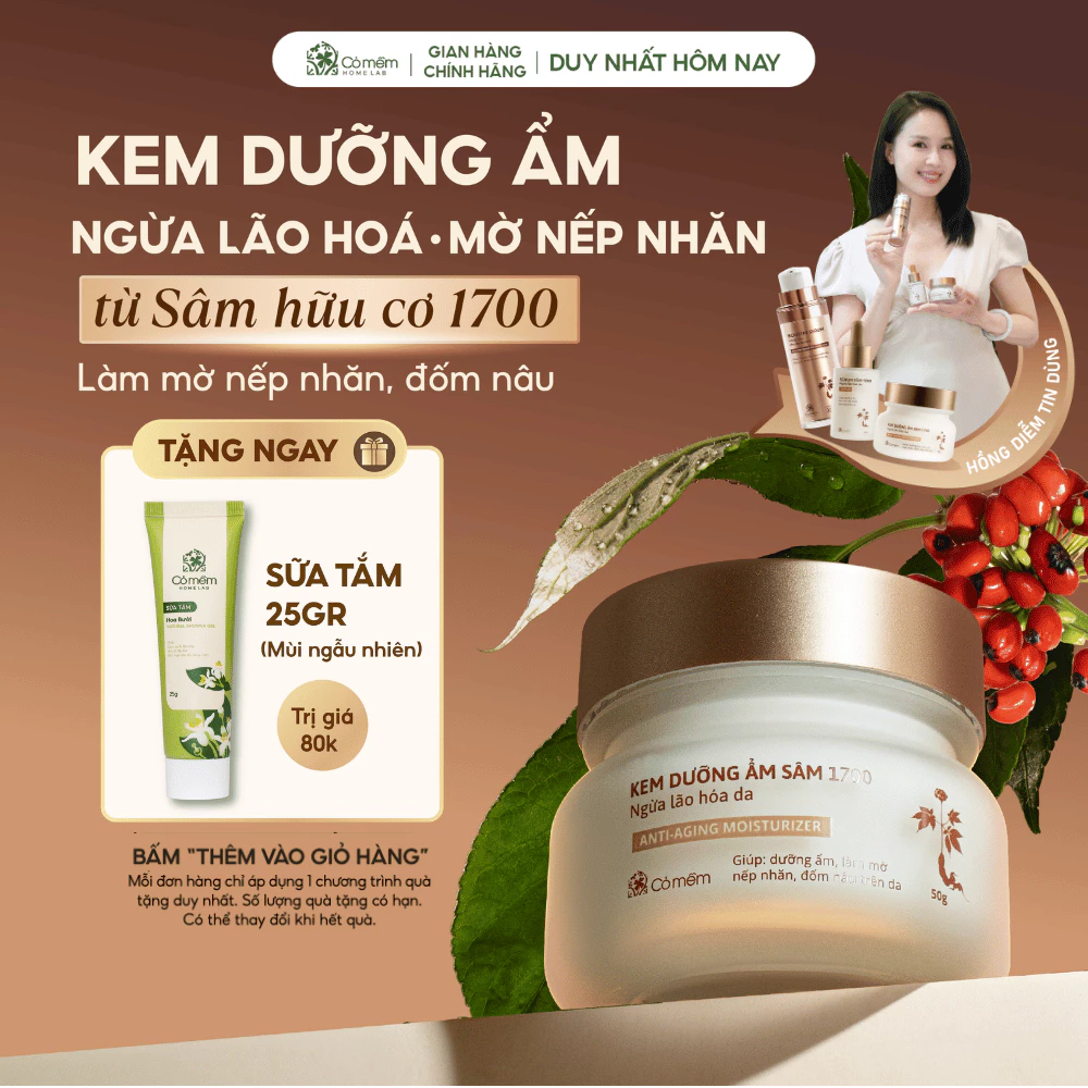 [MUA 1 TẶNG 1] Kem dưỡng ẩm ngừa lão hóa da Sâm 1700 Giúp Mờ Nếp Nhăn Và Đốm Nâu Cỏ Mềm 50g