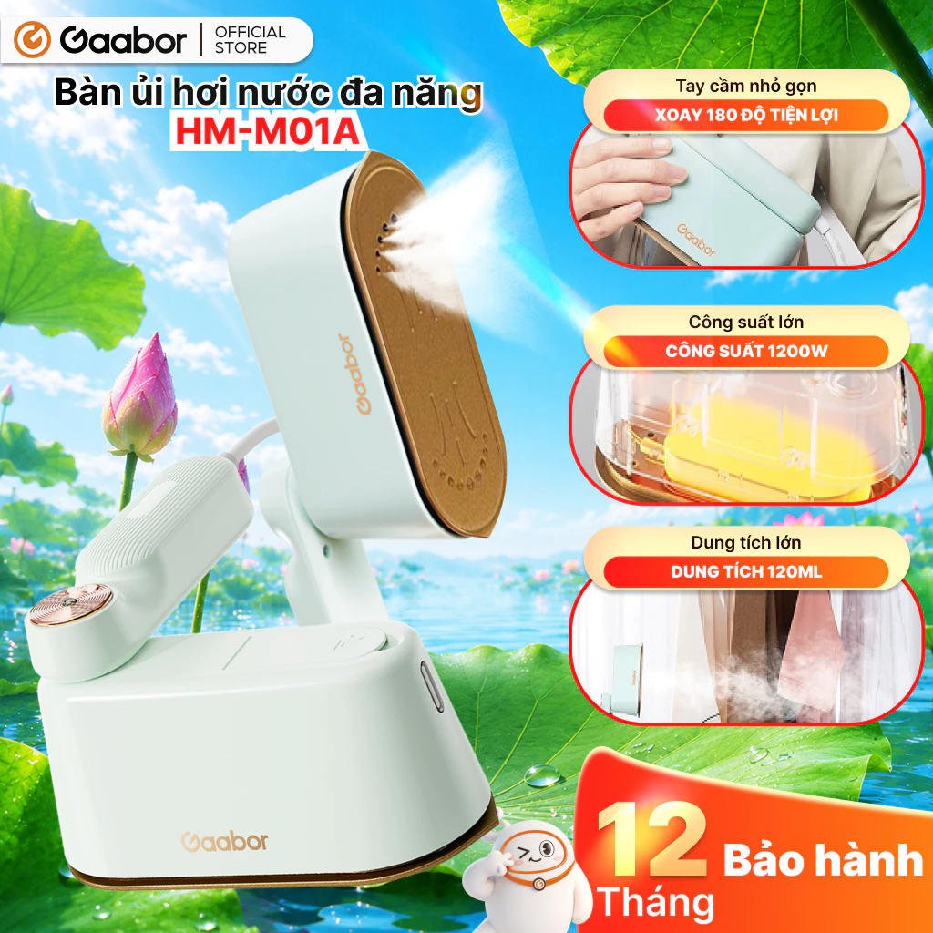 Hannah Olala x Gaabor Bàn ủi hơi nước cầm tay HM-M01A 2in1 thích hợp cho mọi loại vải bàn là cầm tay dung tích lớn
