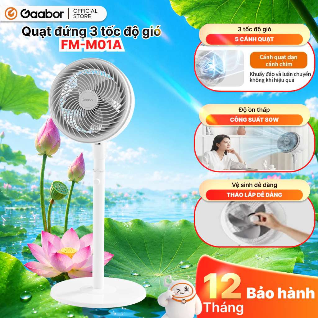 Gaabor quạt tuần hoàn không khí FM-M01A luồng gió luồng gió mạnh công suất 80W
