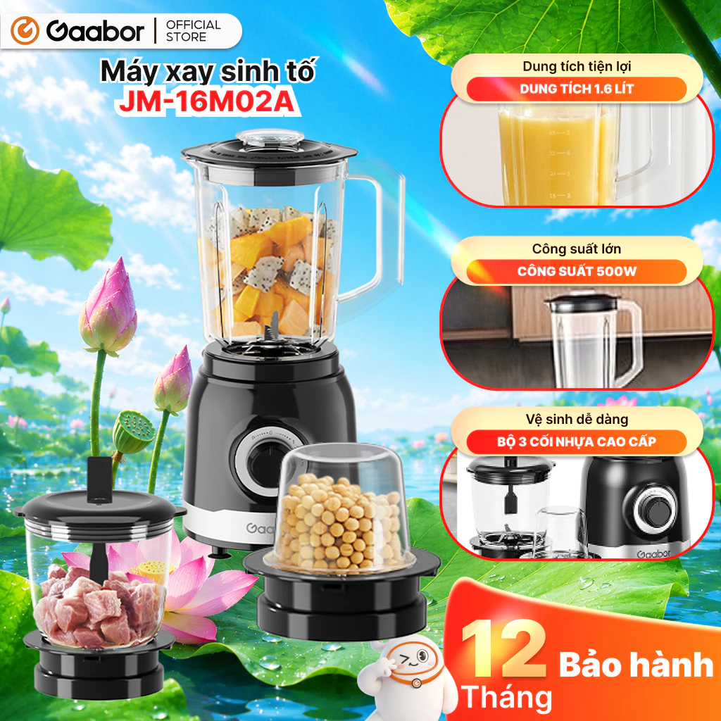 Gaabor Máy xay sinh tố JM-16M02A đa năng 3in1 dung tích lớn công suất 500W xay gia vị xay sinh tố [L]